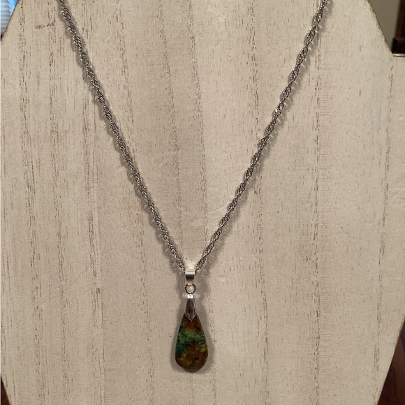 African Turquoise Pendant Necklace - Picture 4 of 5